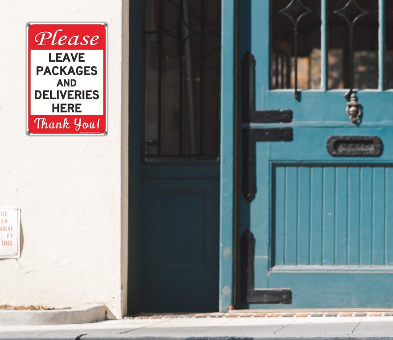 Faittoo Please Leave Packages and Deliveries Here Sign, Reflective .40 Rust Free Aluminum 14 x 10 Inches, UV Protected, Weather Resistant, Waterproof, Durable Ink, Easy to Mount - Image 4